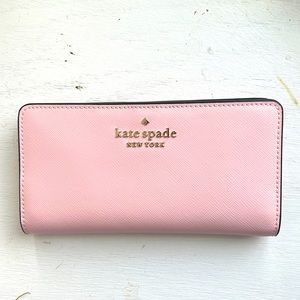 New with Tags Pink Leather Kate Spade Wallet with gold accents
